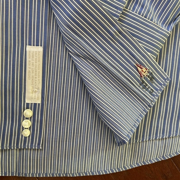 Ralph Lauren Classic Fit Shirt Mens Blue Stripe Long Sleeve Button 17-1/2 34/35 - Picture 4 of 6